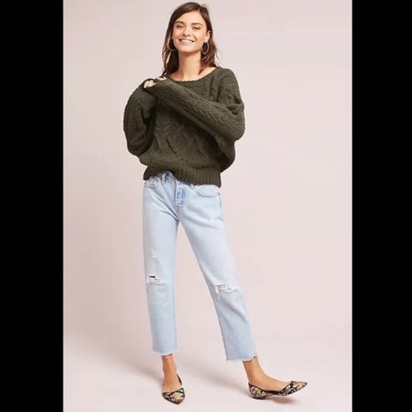 Anthropologie Sweaters - Sleeping on Snow Cable Knit Chenille Sweater - L